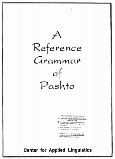 A reference Grammer of Pashto